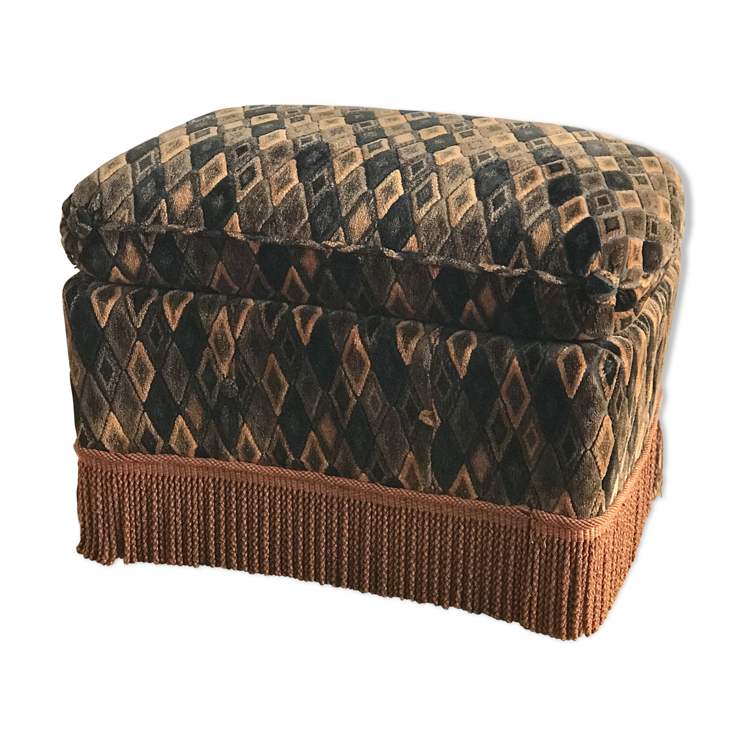 Ottoman footrest in Velvet diamond art deco style