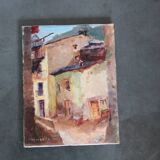 Oil painting on canvas small alley in Spain, signed