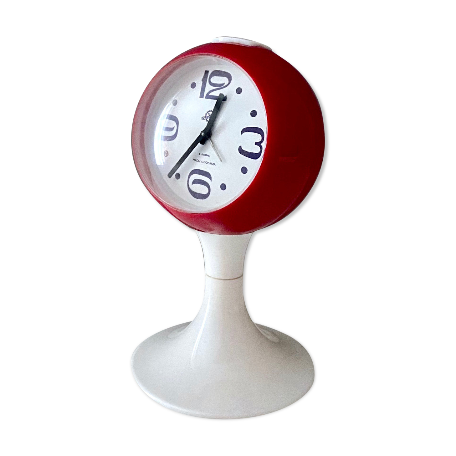 Space age table clock, vintage alarm clock tulip foot, ball clock victoria clock, 70's