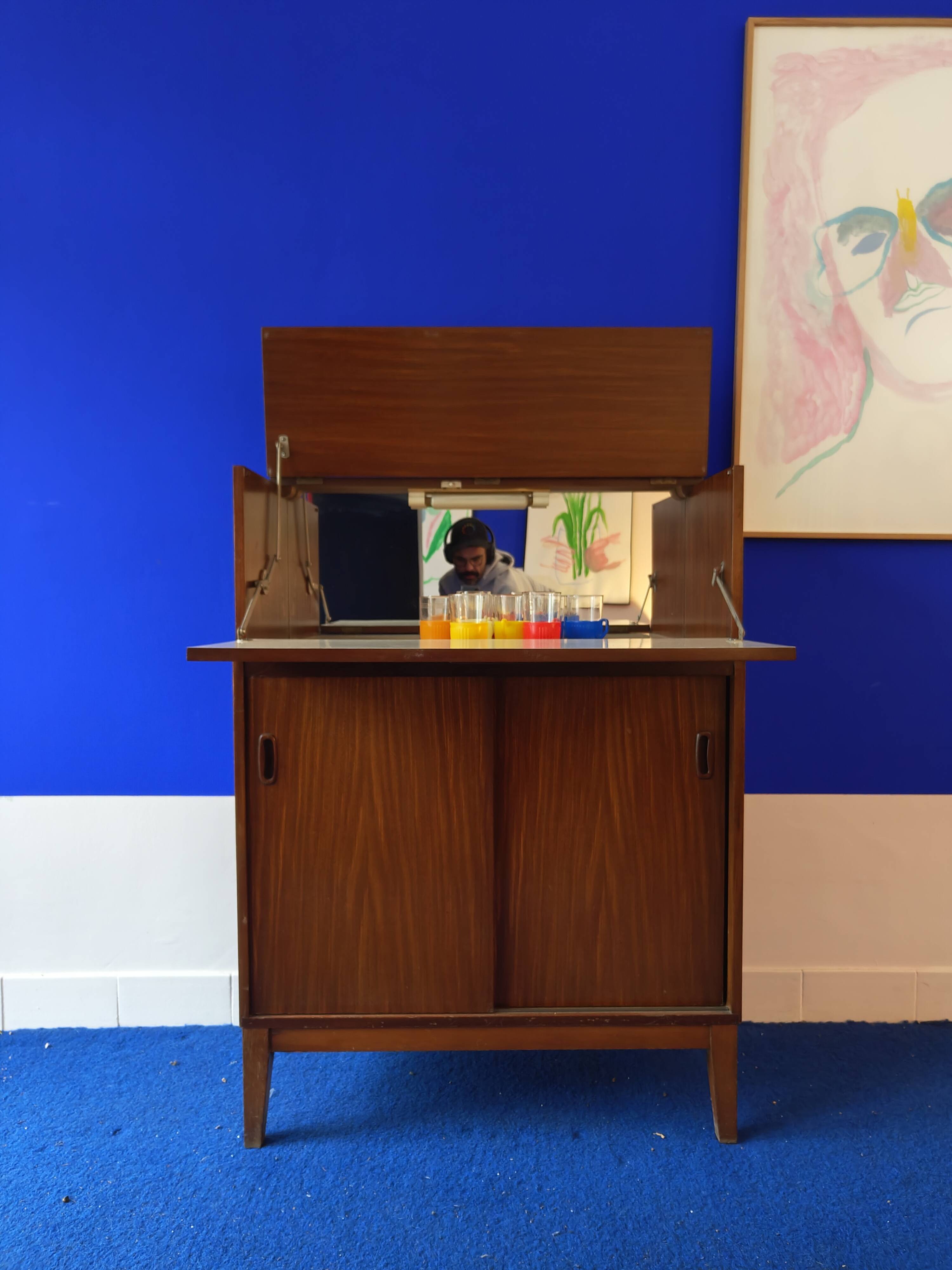 Bar furniture from the 60s Scandinavian in exotic teak vintage design