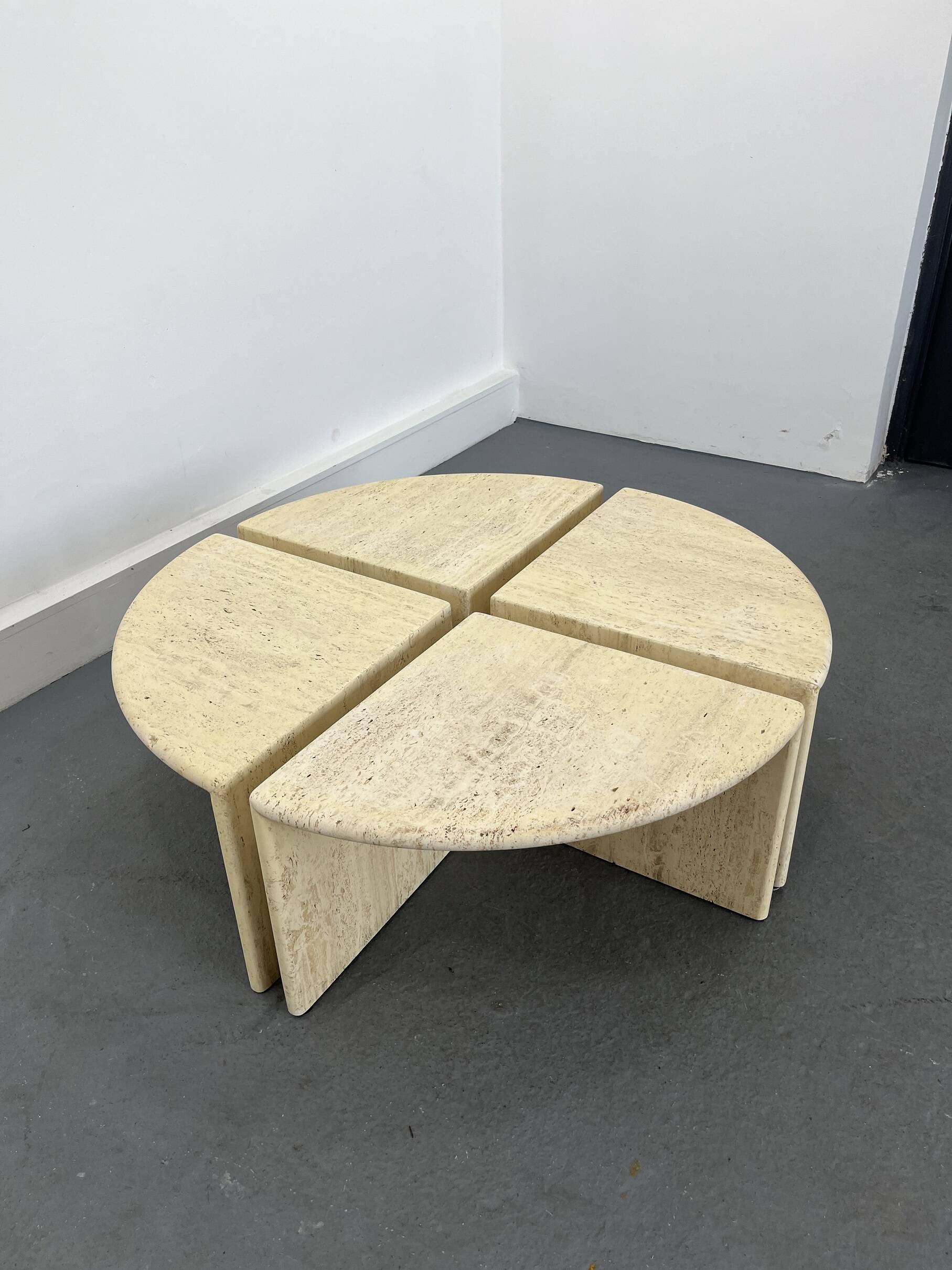 Italian Travertine Coffee or Side Tables, 1970s, Set of 4