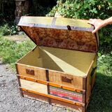 Wooden trunk vintage patchwork decor