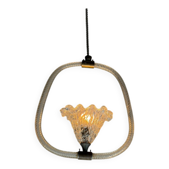 Venetian glass chandelier from Murano and brass, circa 1950.
