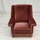 1970s, Danish highback armchair, salmon pink furniture velour, beech wood.