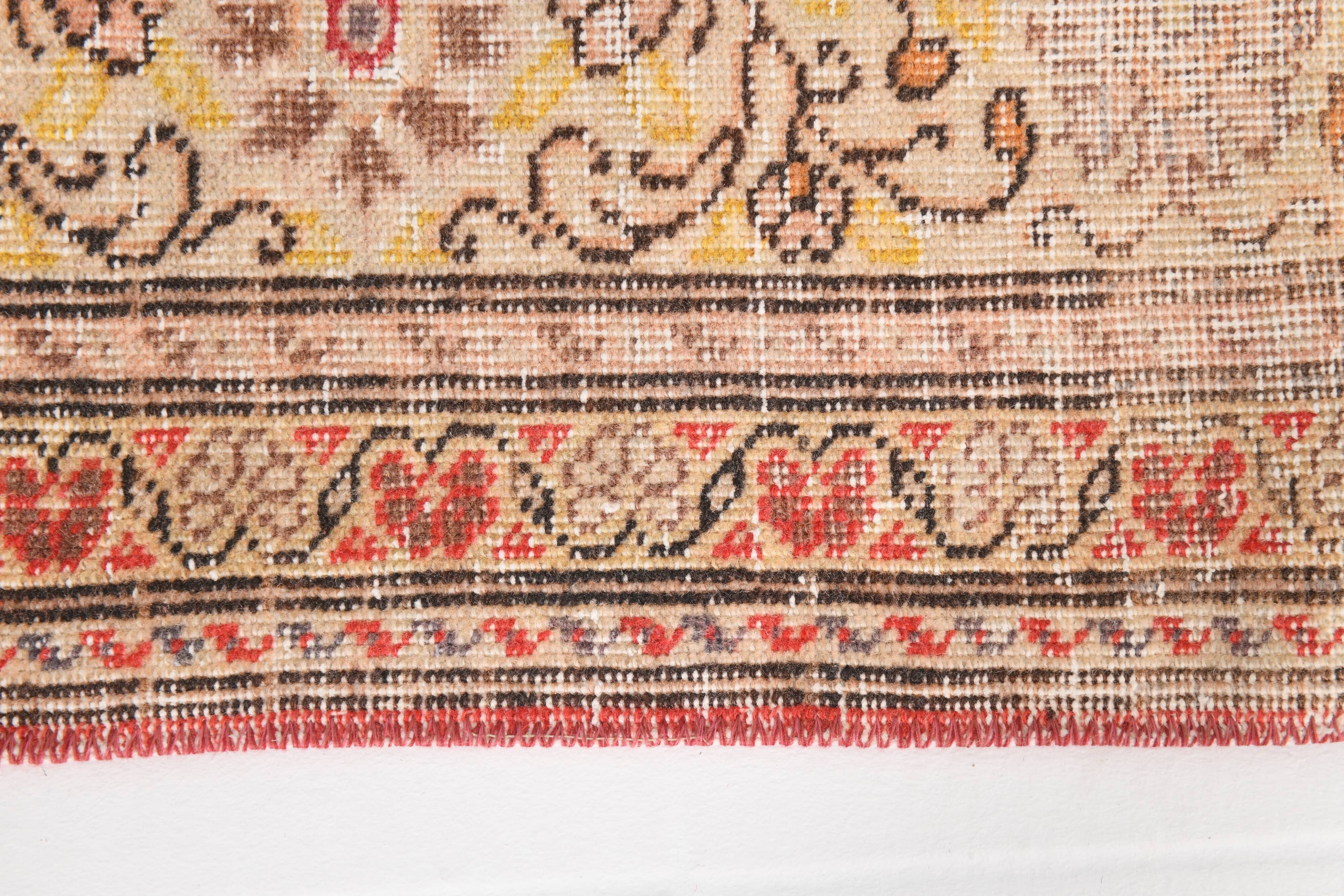 7x9 Red & Yellow Floral Persian Vintage Rug, 206x290Cm