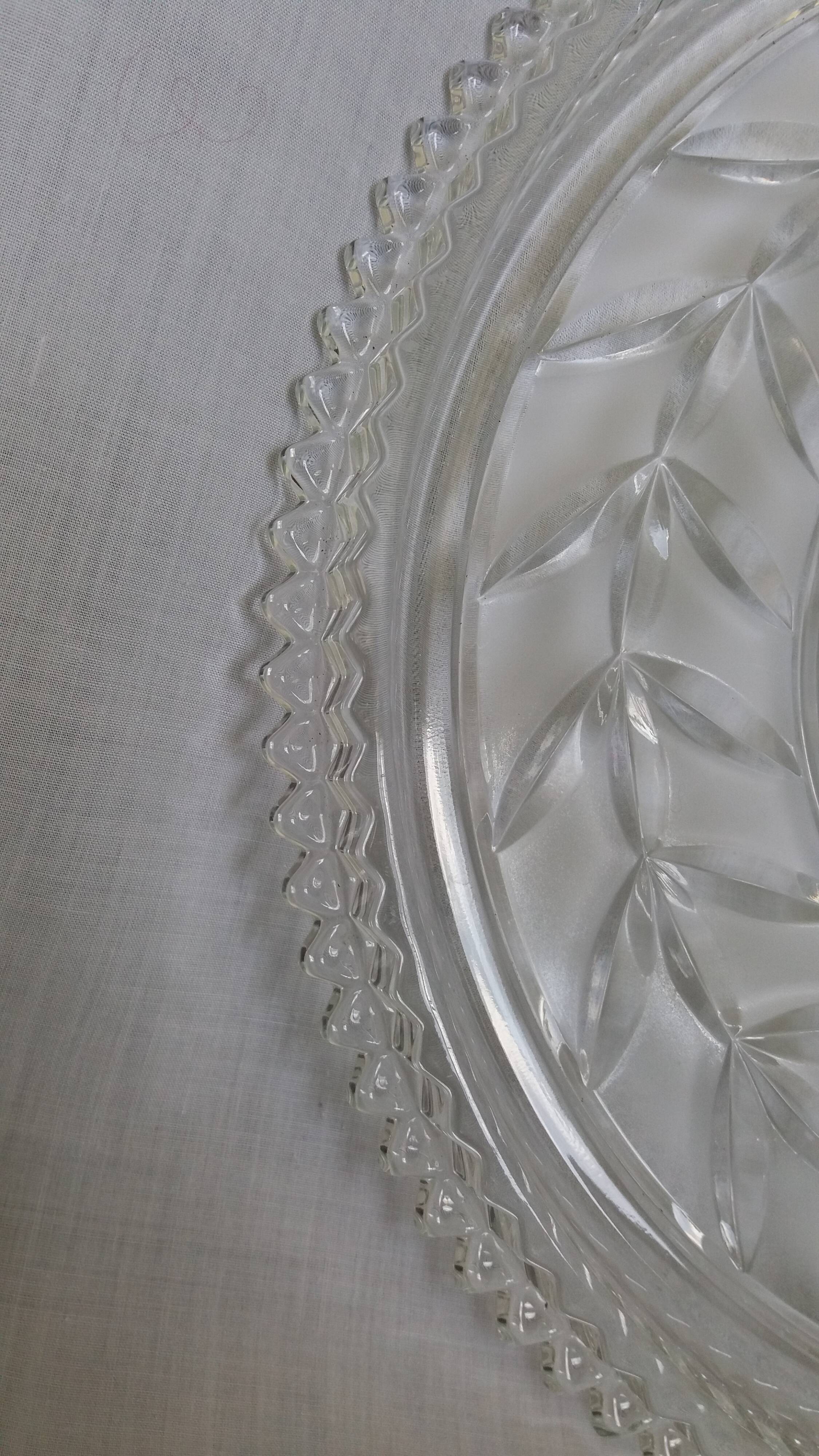 Pie dish, cut glass presentation plate by Walther Glass.