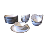 9 tea cups and saucers enamels from Limoges manufacture of Mehun