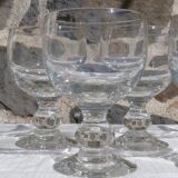 Set of 5 round glasses with glass ball foot