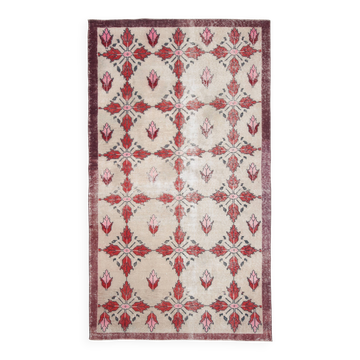 Tapis turc vintage bordeaux à motif étoiles 4x8, 140x237 cm