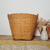 Storage basket for a plant pot in vintage rattan