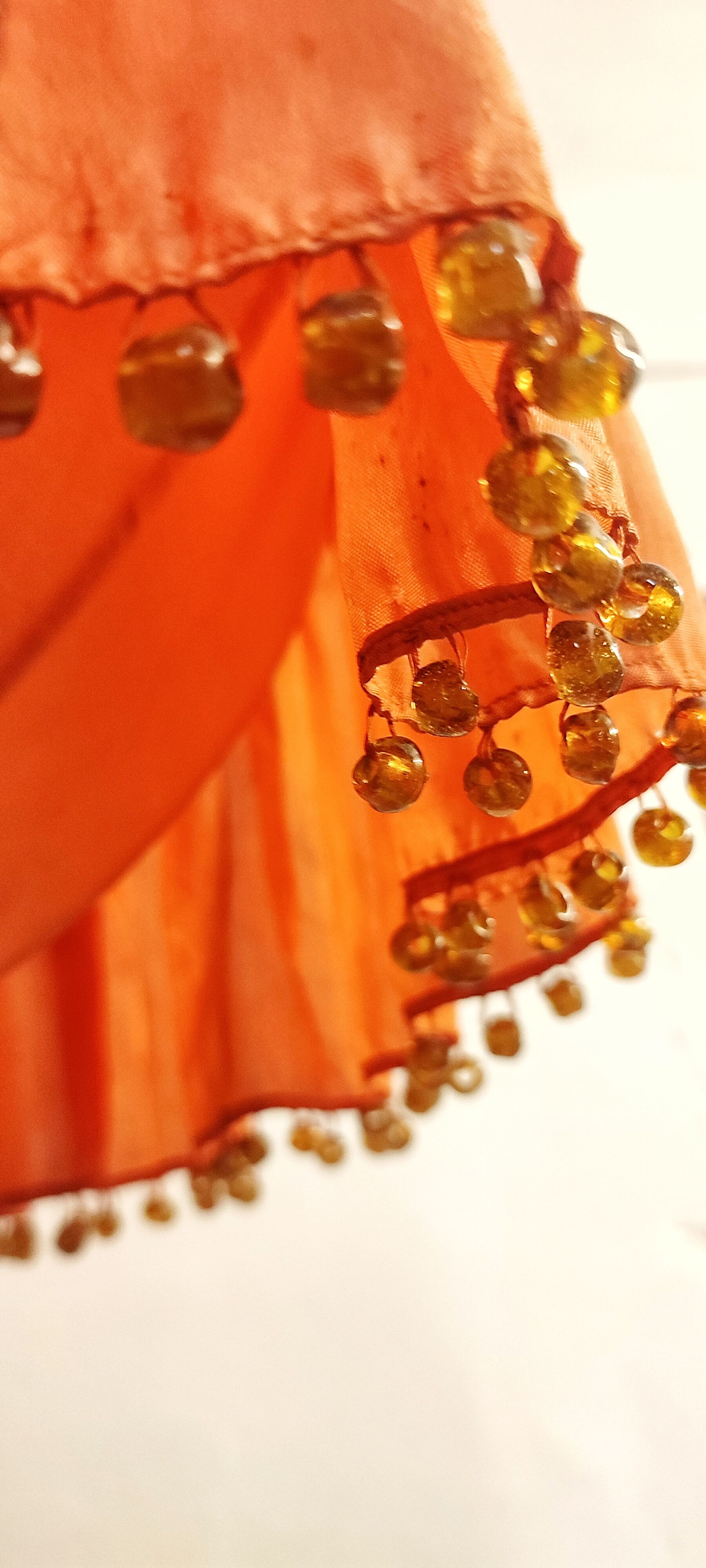 Ceiling lamp made of satin fabric and crystals, Spain, 1940