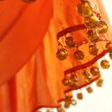 Ceiling lamp made of satin fabric and crystals, Spain, 1940