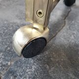 Side Table 1970s smoked glass/gold/wheels