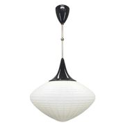Adjustable Czech Pendant Light, Opaline Glass, 1970s