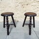 Pair of turned wooden tripod stools