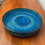 Large blue pottery bowl Rimini by Aldo Londi for Bitossi, Italy, 1960s.