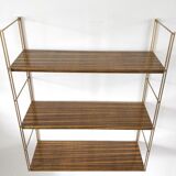 Brown metal string shelf and gilded studs 1960