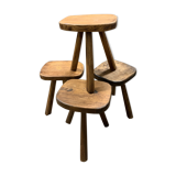 Set of 4 brutalist stools solid wood countryside