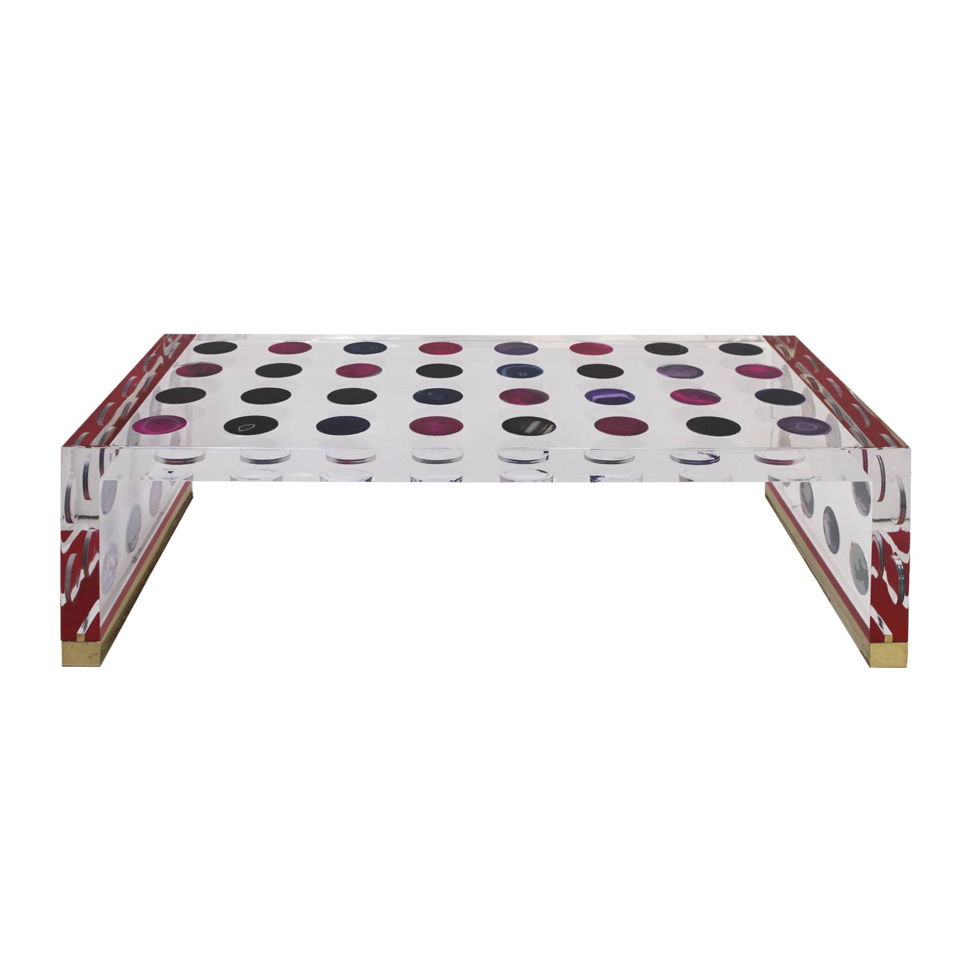 Table basse italienne en grand format avec des agates colorées conçue par Superego Studio