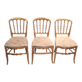 Set of 3 Napoleon III chairs in gilded wood
