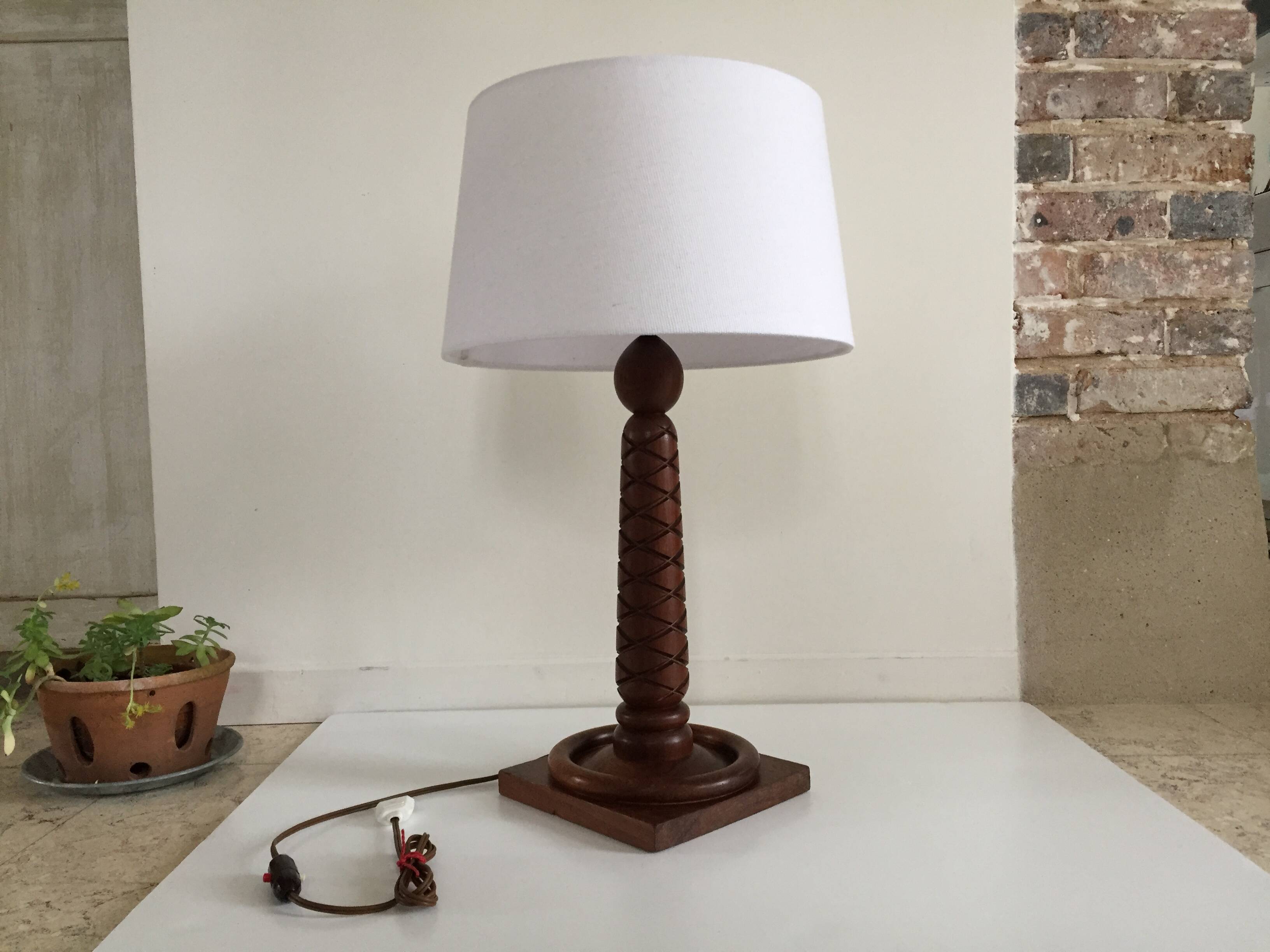 Art deco lamp rosewood carved