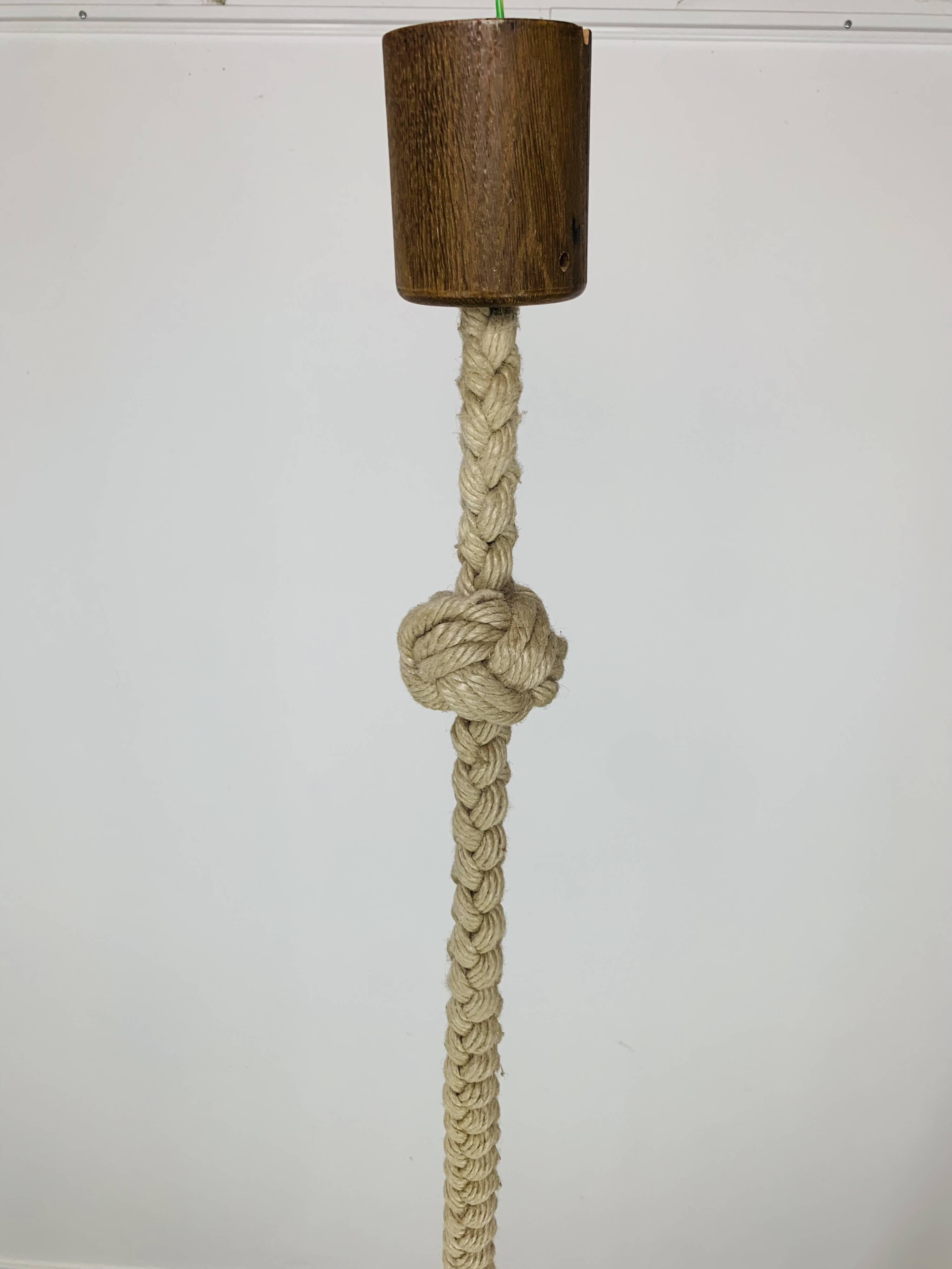 Temde Leuchten pendant light, plexiglass, rope and wood, 1970s