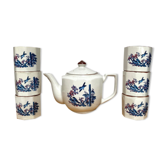 Tasses et théière vintage oiseaux