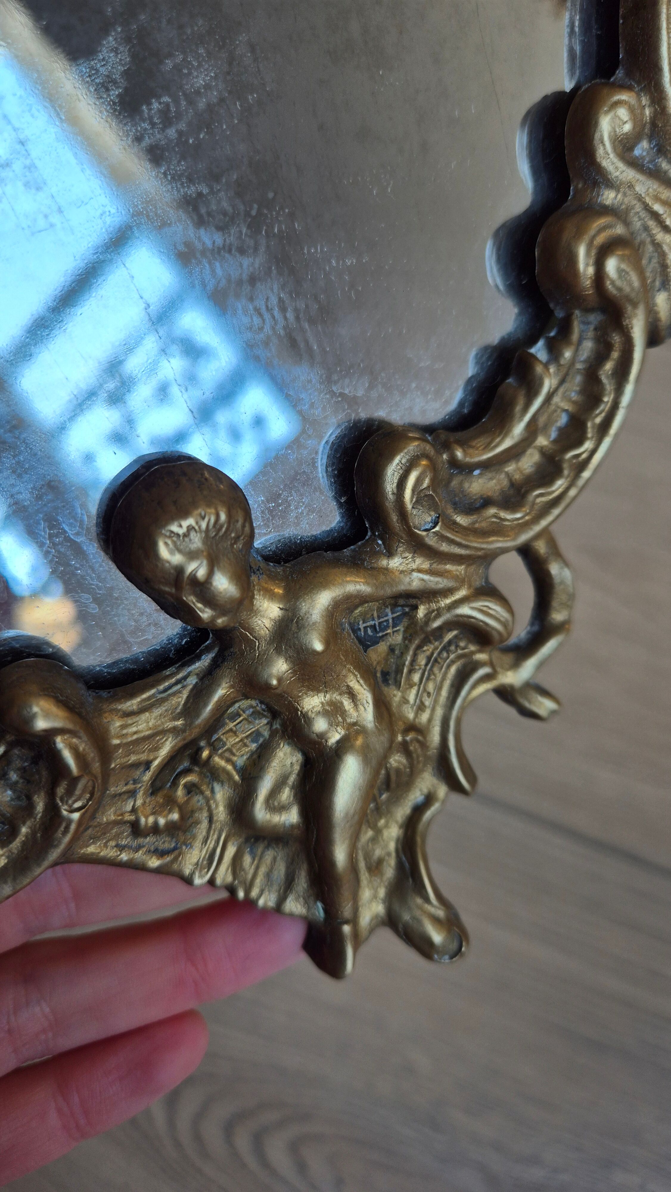 Antique table mirror in bronze — Louis XV Rococo style — 1900-1920
