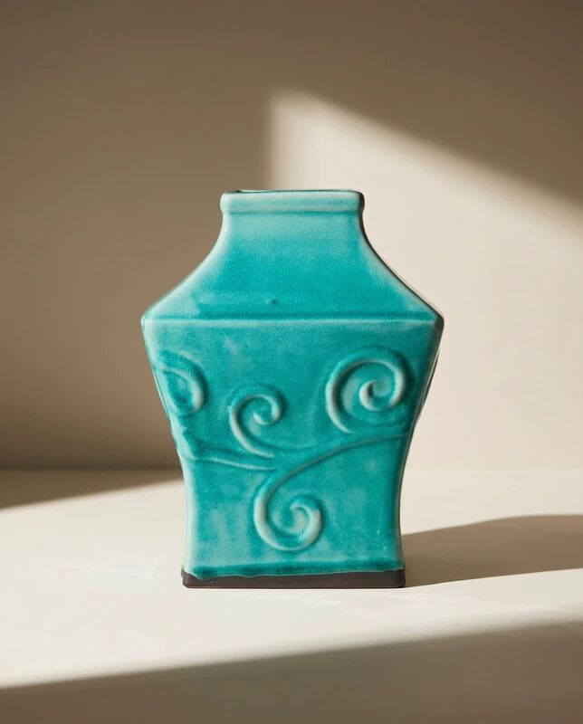 Glazed blue ceramic vase – Celadon style Chinese work