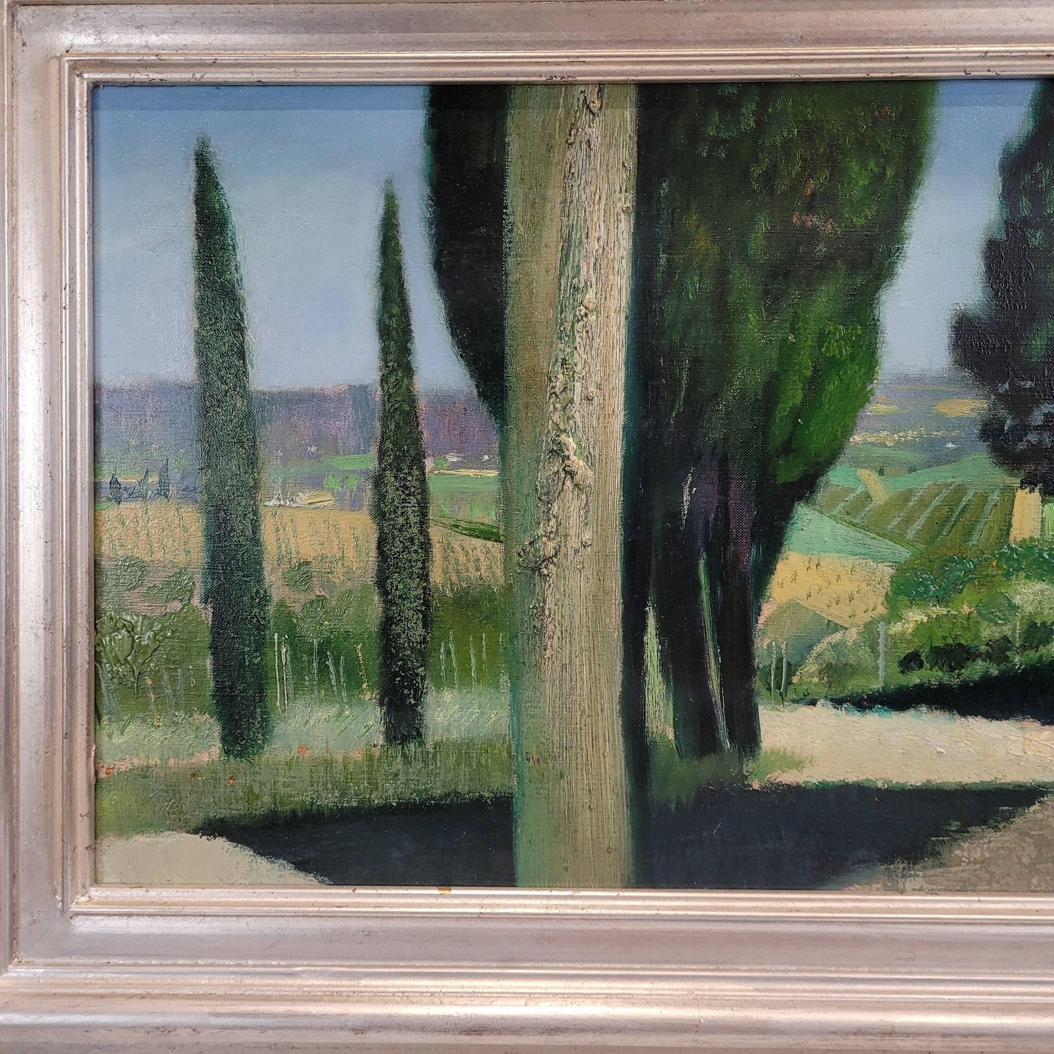 Oil on the link “El callejón de los cipreses”, René Genis, Pai painting