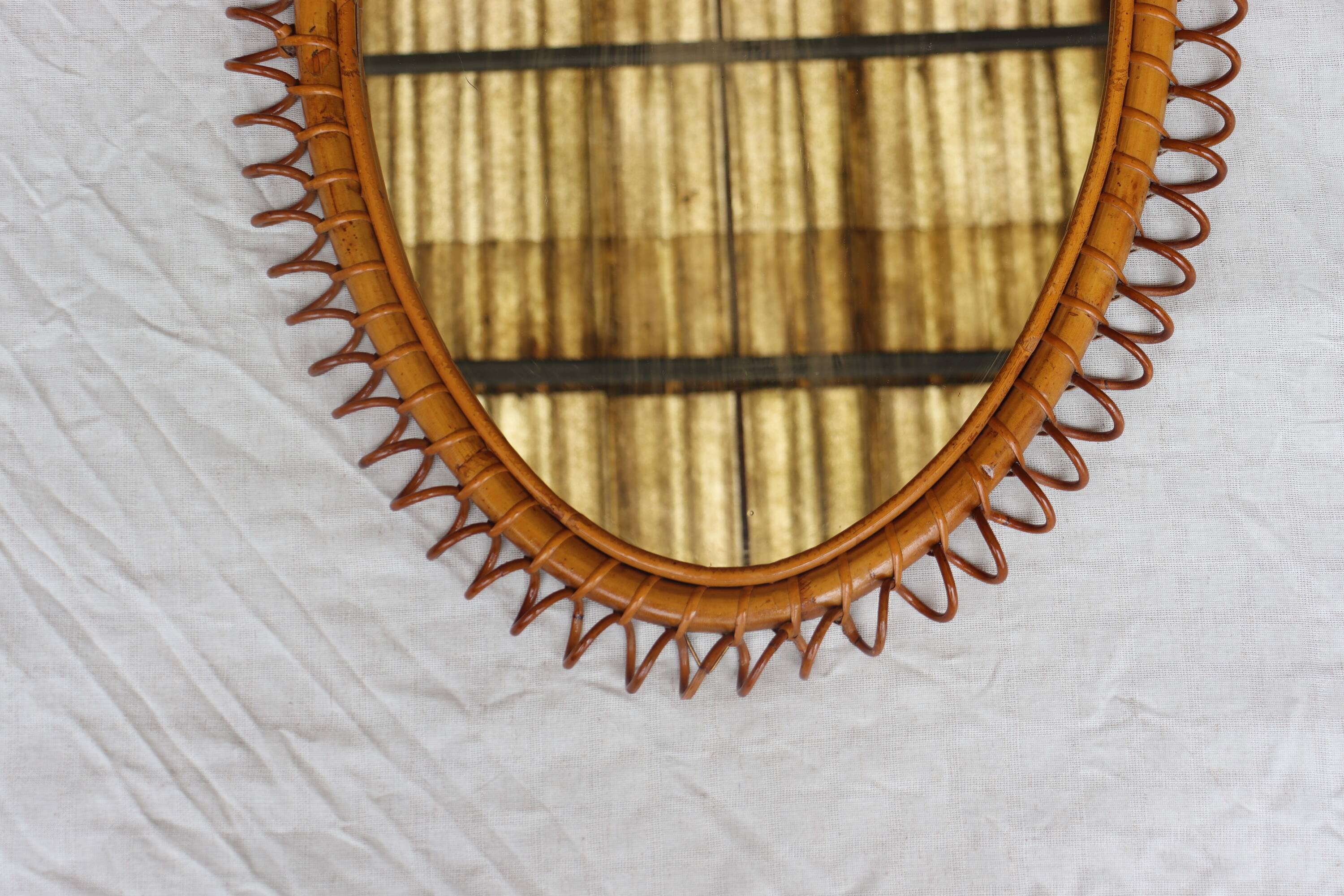 Italian rattan mirror 60's