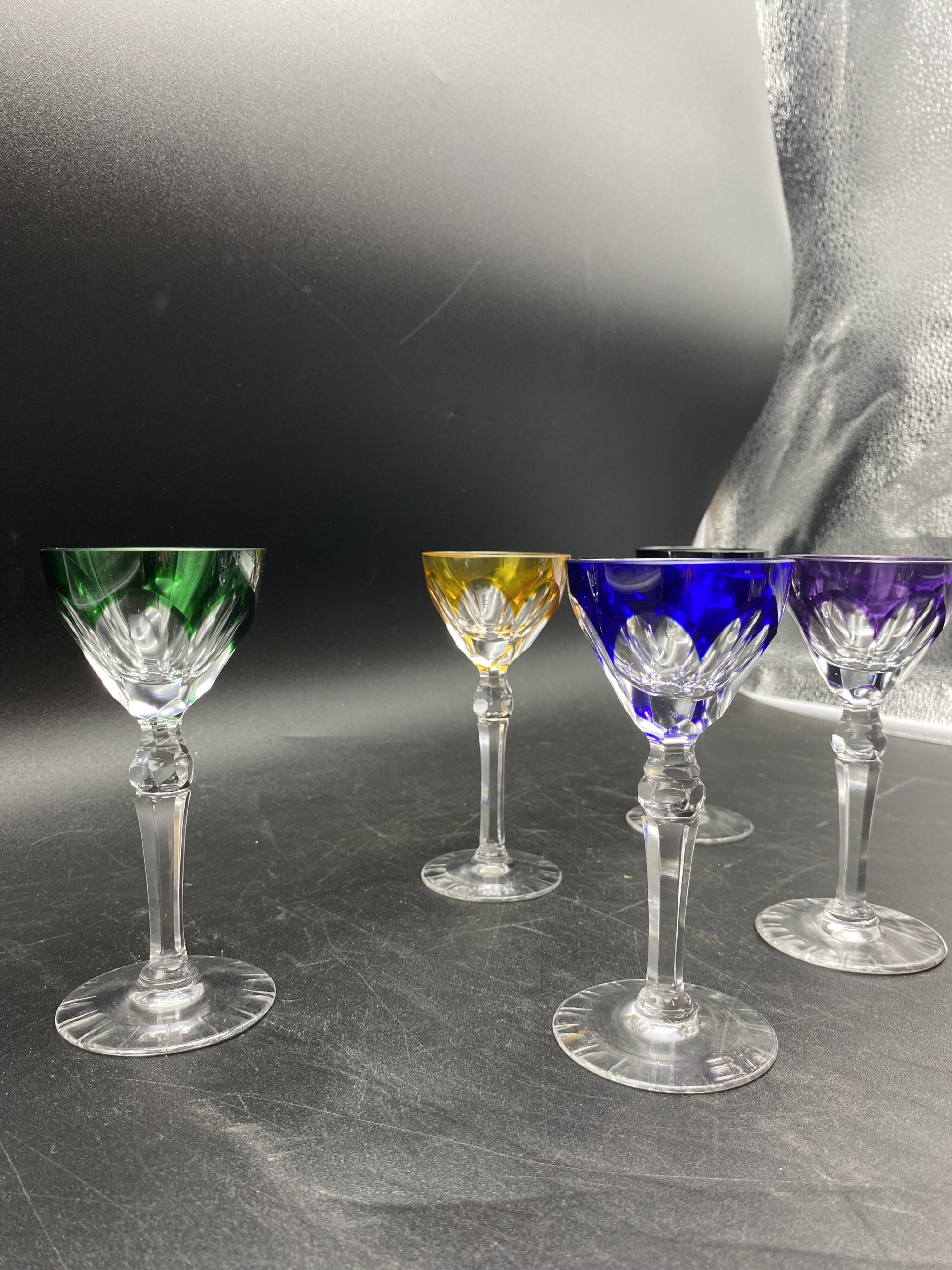 6 colored crystal port glass