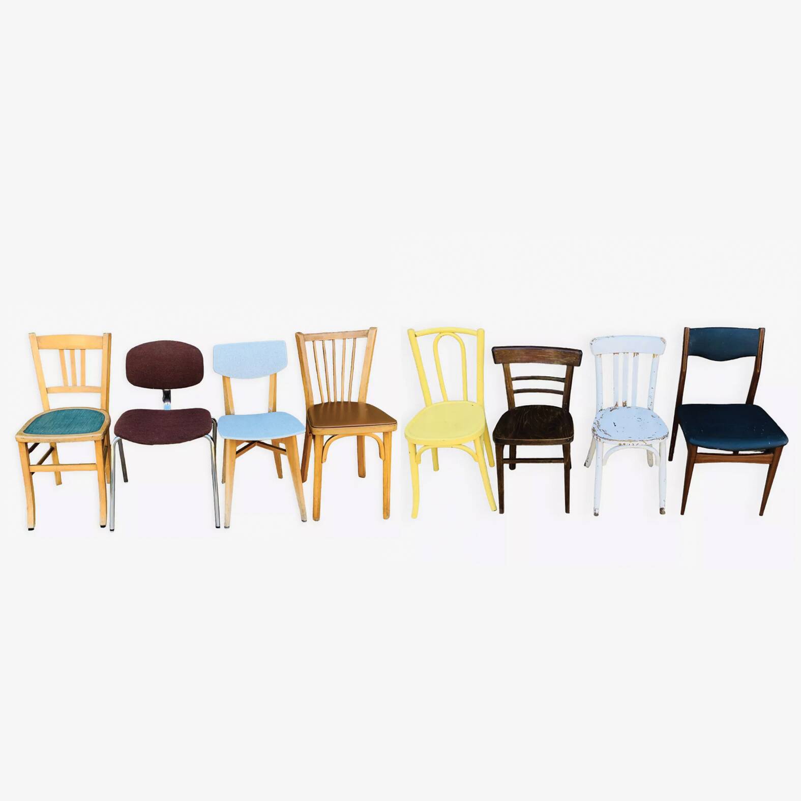 Set of 8 mismatched chairs