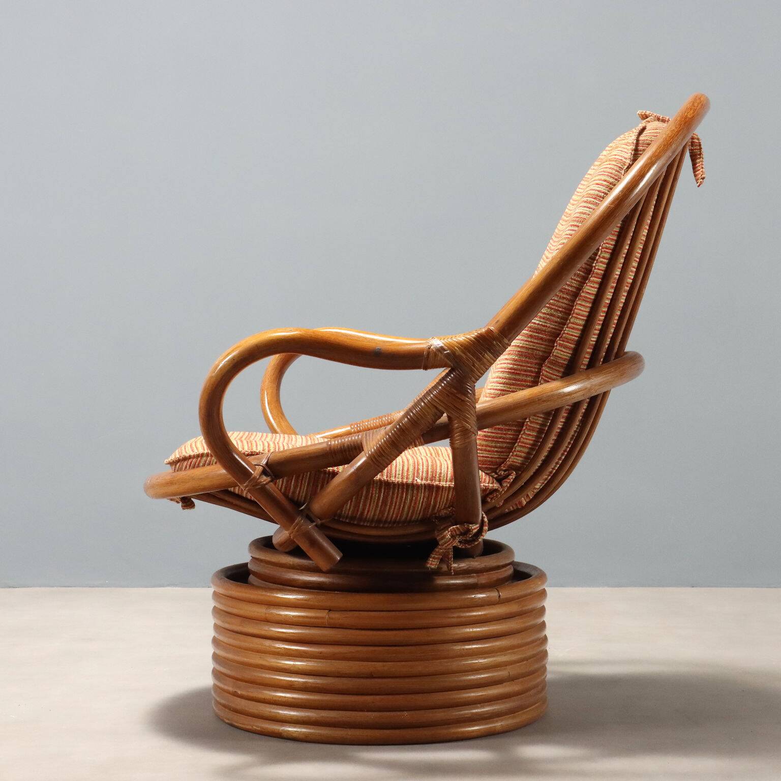 Pair of swivel armchairs in bamboo, 1960s