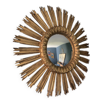 Miroir soleil en bois doré vintage