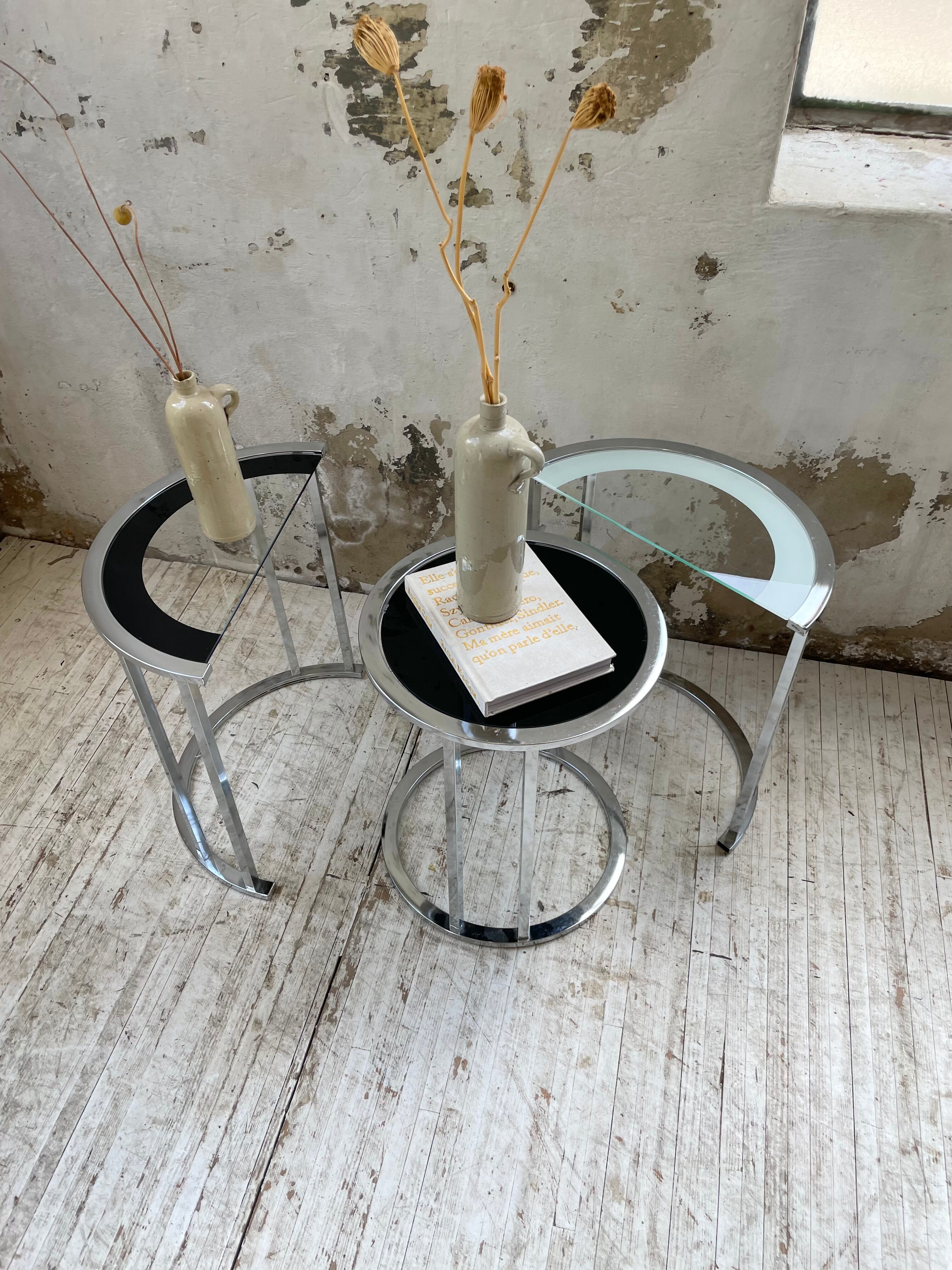 Trio of 70s chrome consoles