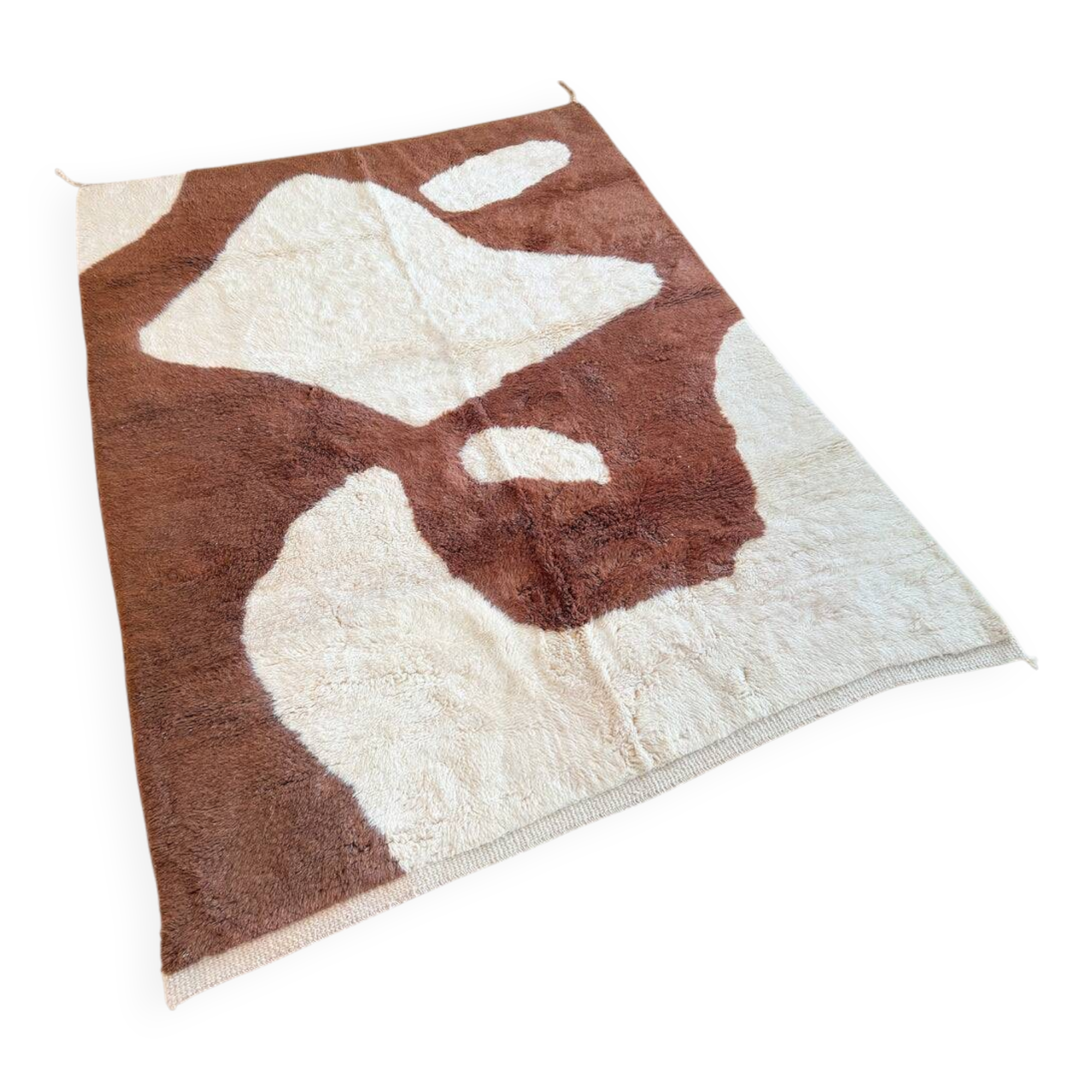 Handmade decorated brown Berber rug size 250cmx150cm