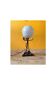 Lampe art déco en métal et globe opaline bleutée mouchetée