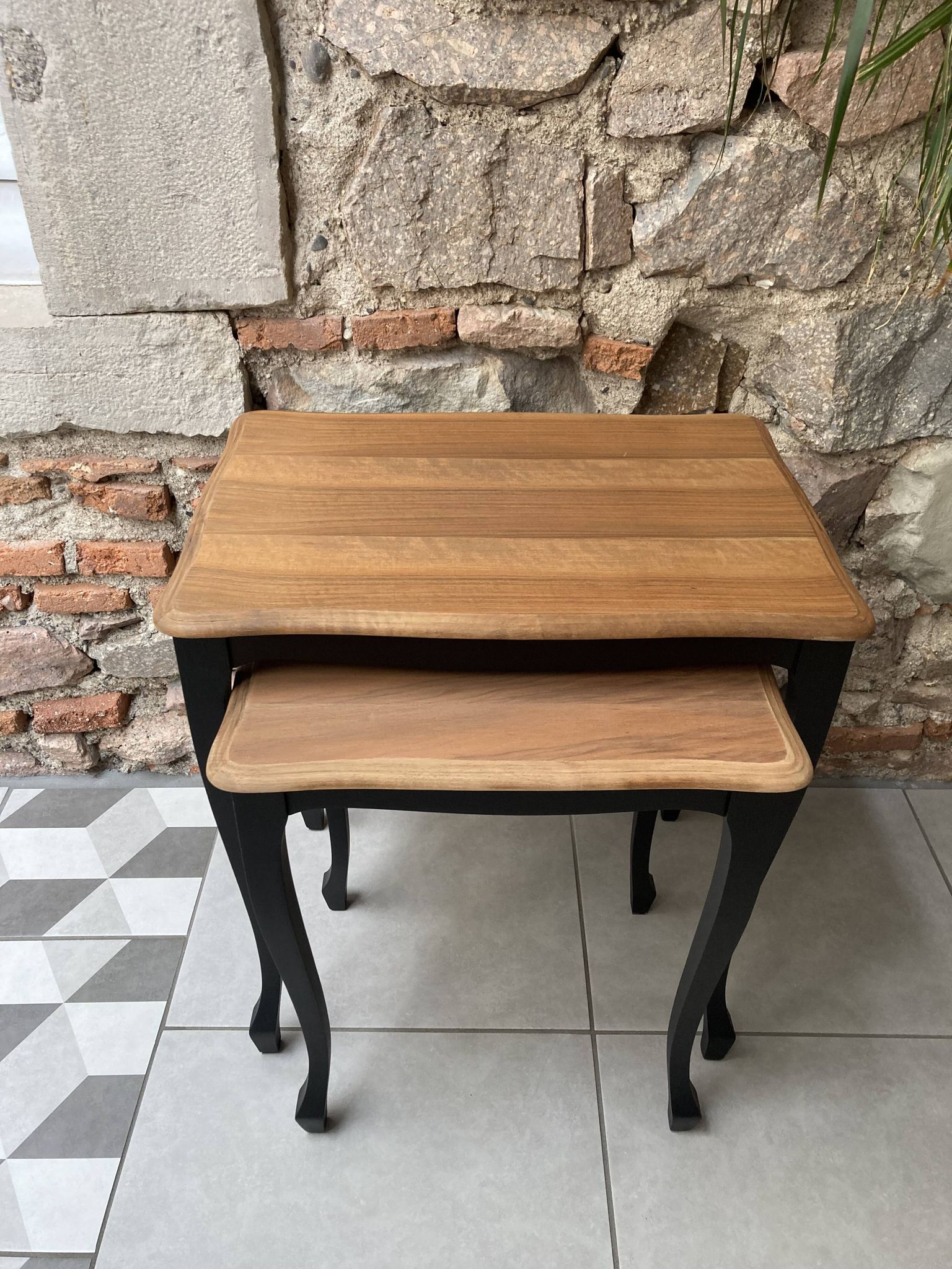 Duo tables gigognes noir et bois