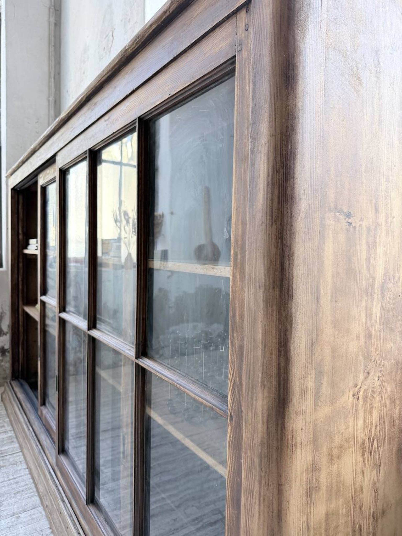 XXL industrial sideboard with glass doors