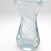 Vase Sculpture Murano Zanfirico Filigree Sommerso Blue Pink White