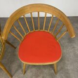 Pair of Baumann 740 office chairs, slatted models, 1960s