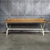 Vintage Baker's Table | Rustic Kitchen Island with Iron Base & Beech Top