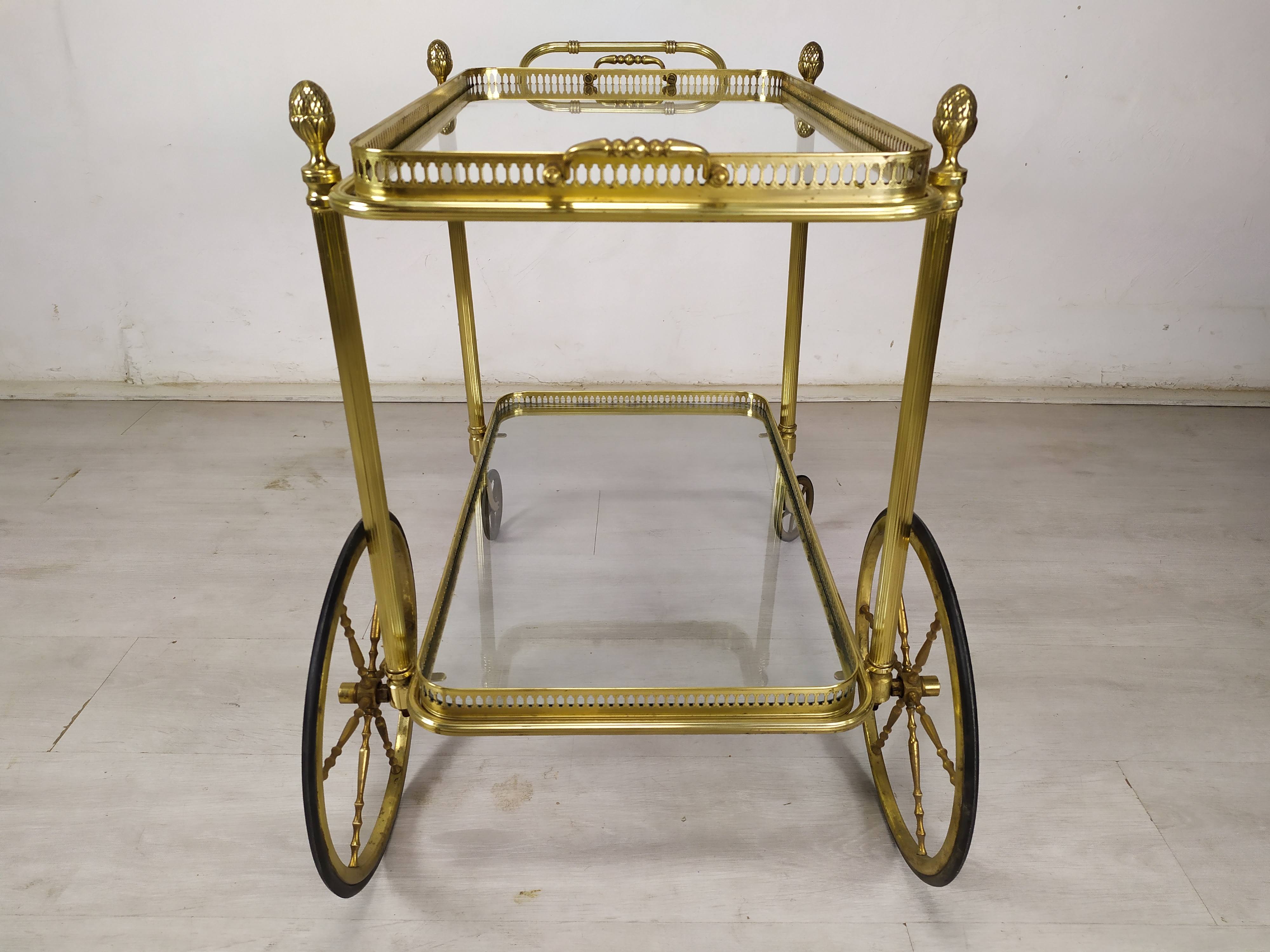 Vintage brass bar trolley service