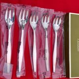 Christofle 6 silver metal forks model orly design lino sabattini