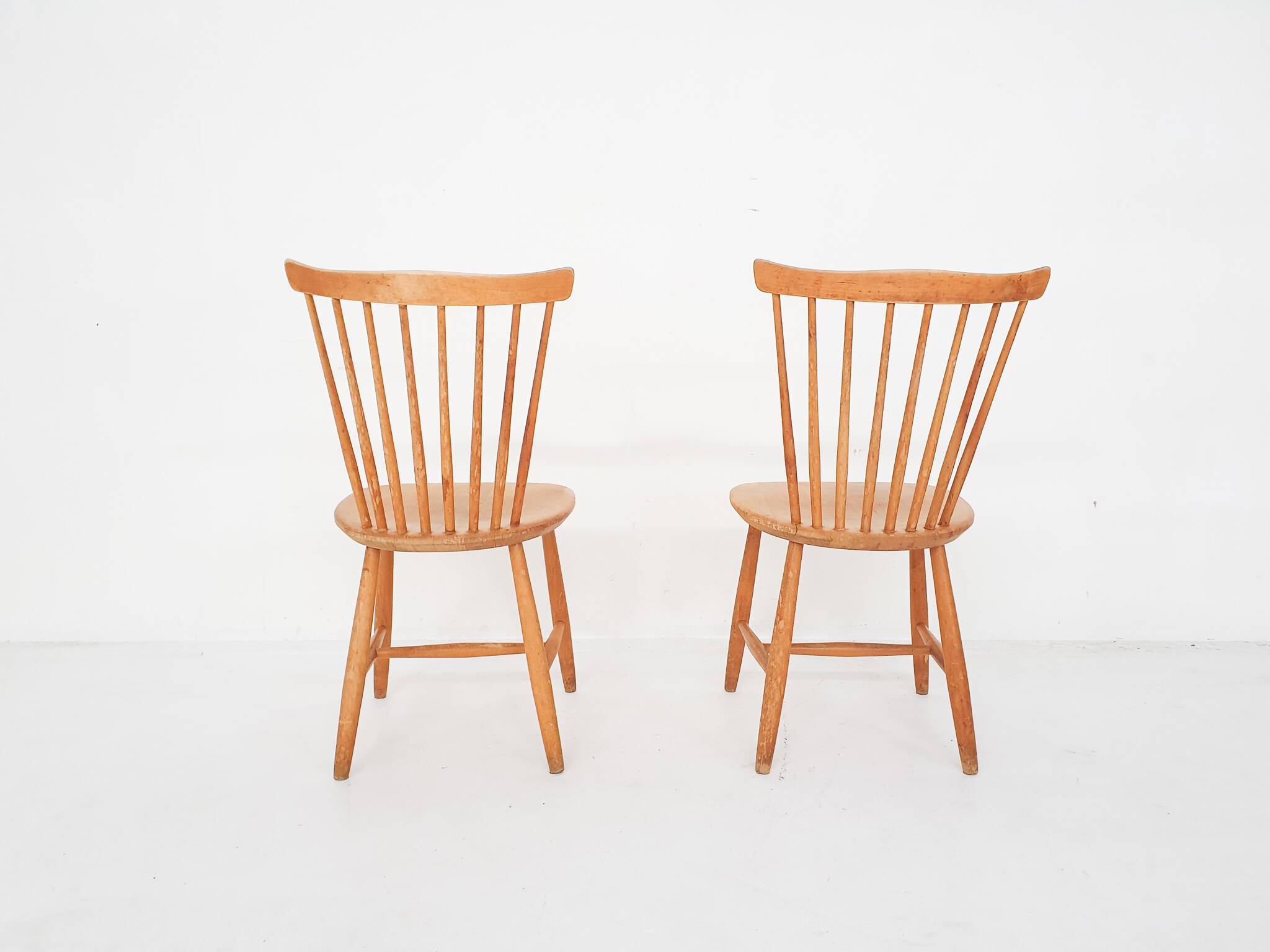 Pastoe style spindle back dining chairs,The Netherlands 1950's