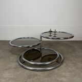 Table basse modulable années 70 chrome et verre par Artedis
