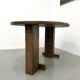 Oval table with T-shaped legs, solid oak, student woodworking project.