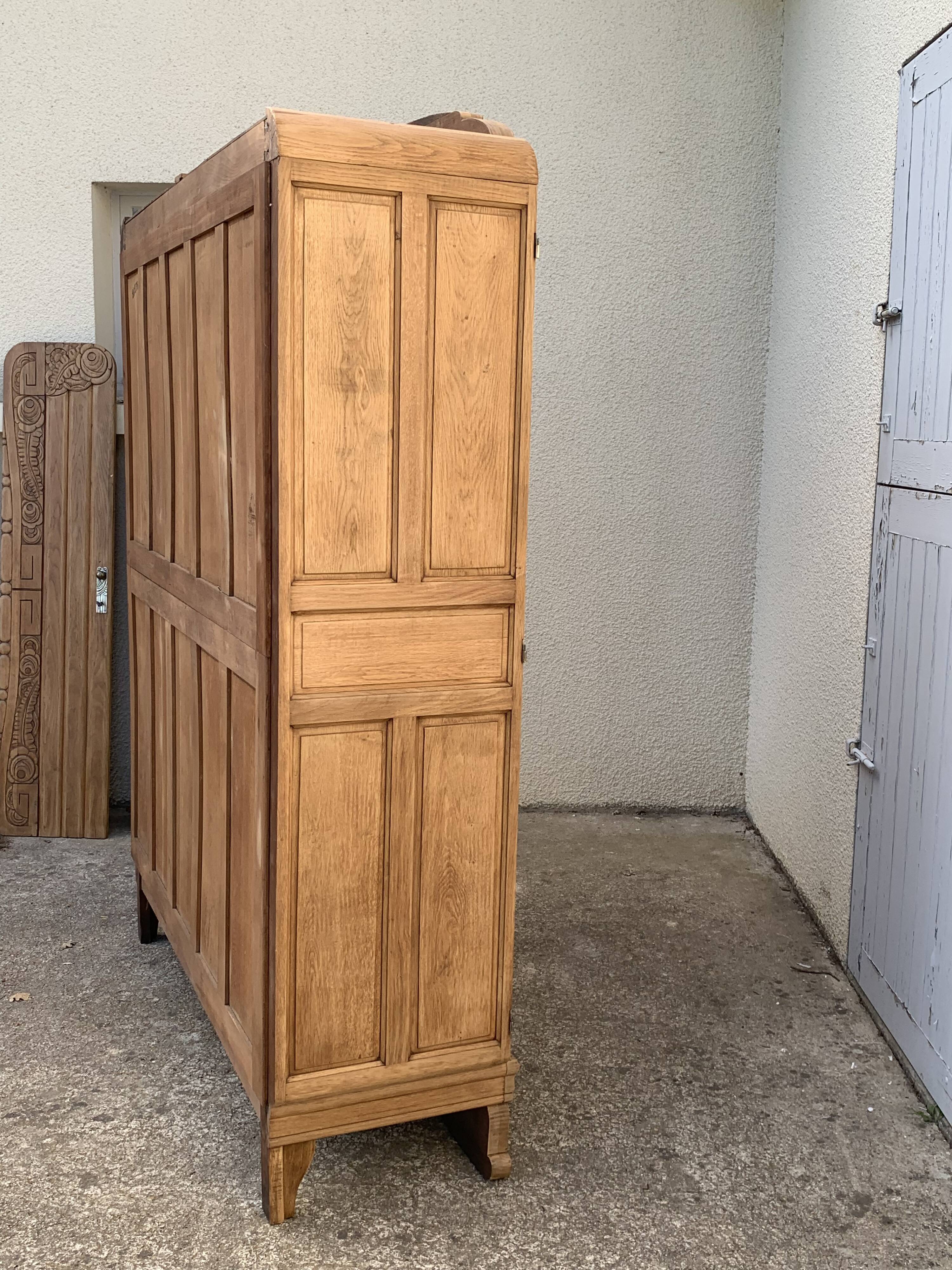 Armoire parisienne art déco chêne massif brut