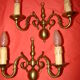 Pair of bronze wall lights with 2 arms in "Dutch" style.